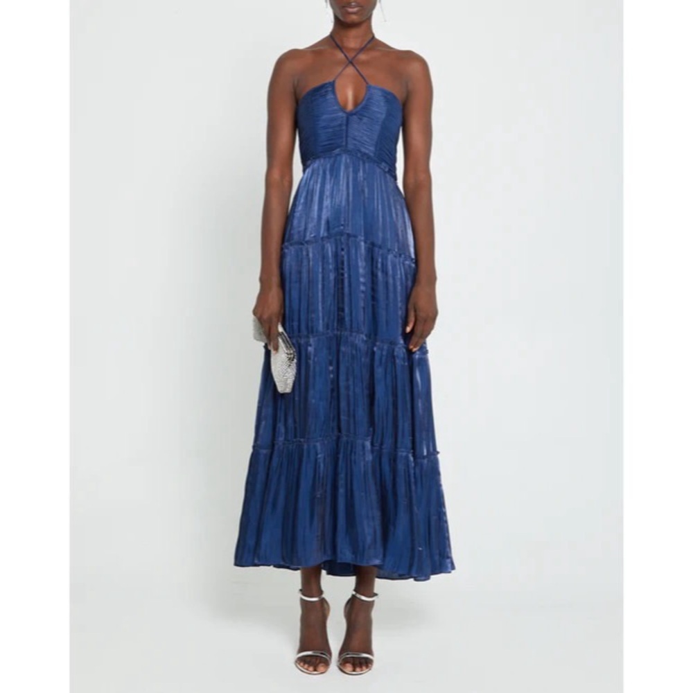 Chic Navy Halter Gown